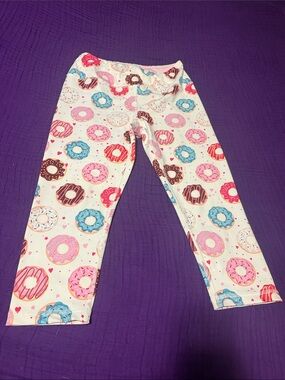 Kali Cream Donut Print Leggings with Pink Blue and Brown Accents